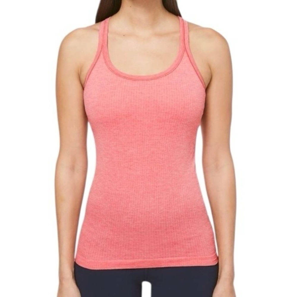 Lululemon Women's Blush Coral Pink Slim Racerback Ebb To Street Tank II Size 12 - Picture 2 of 8
